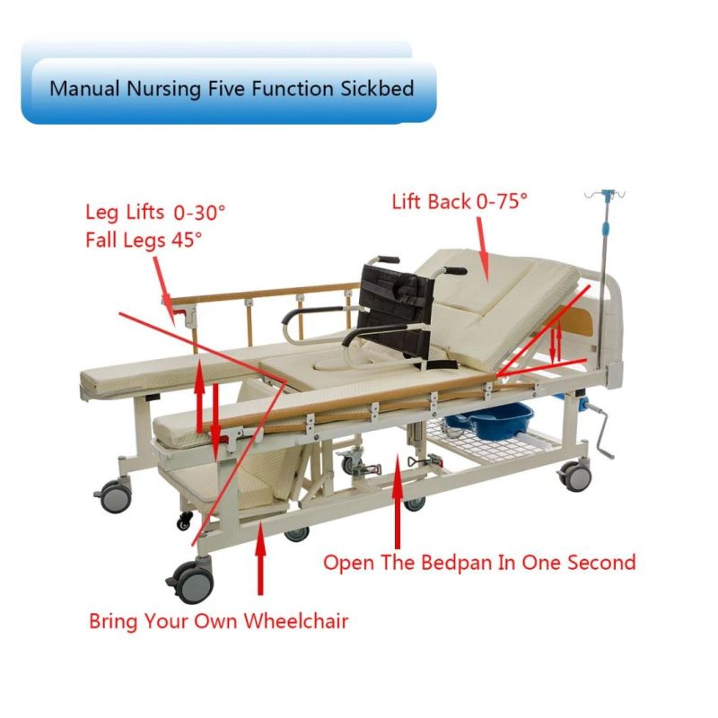 Patient Care Manual Hospital Nursing Bed with Wheelchair C09