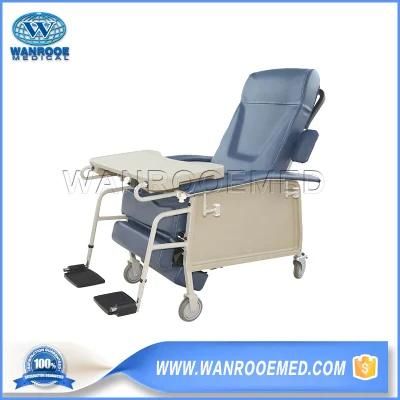 Bhc301 Medical Foldable Recliner Hospital Patient Attendant Manual Geri Chair with Side Panel and Castors