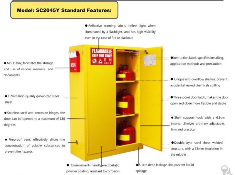 Factory Supply Fireproof Safety Cabinet Tall Thin Storage Chemical Cabinet