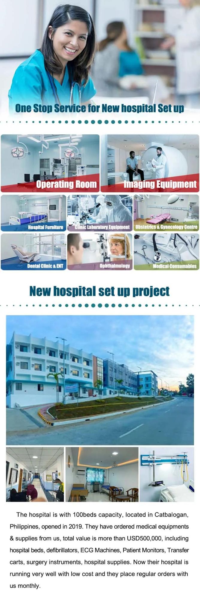 Hospital Furniture ABS Two Crank Manual Hospital Bed