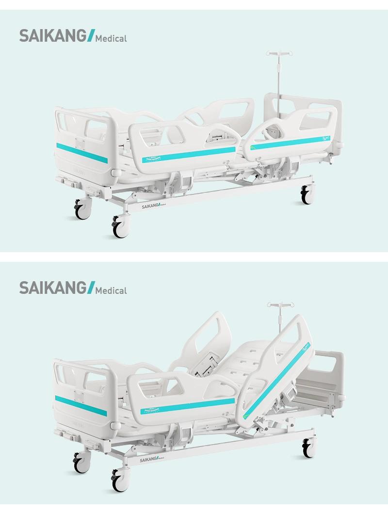 V3V5c Saikang Durable Movable ABS Siderails 3 Function Stainless Steel Medical Manual Hospital Bed with Infusion Pole