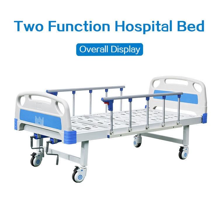 Hospital Furniture Folding Metal 2 Crank Manual Hospital Bed