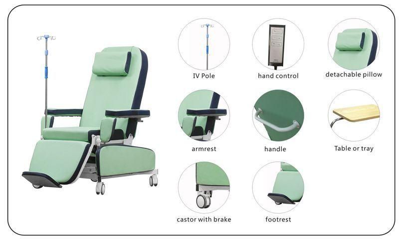 Medical Products Hospital Instrument Blood Donation Donor Chair Electric Ajustable Recliner Infusion Dialysis Chair