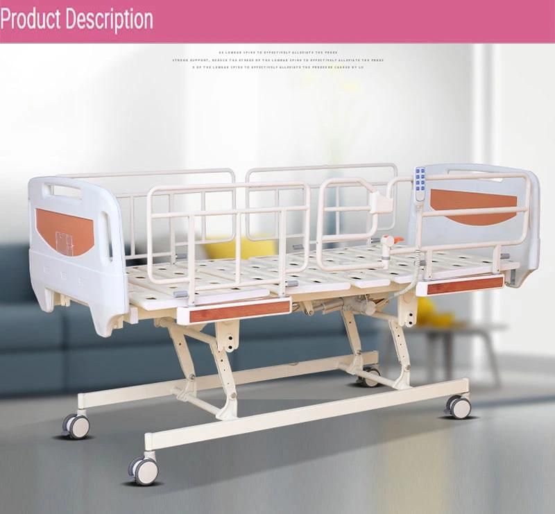 Multi-Functional Remote Control Electric Nursing Bed Back-Lifting and Leg-Raising Convalescent Bed Folding Guardrail Hospital Bed