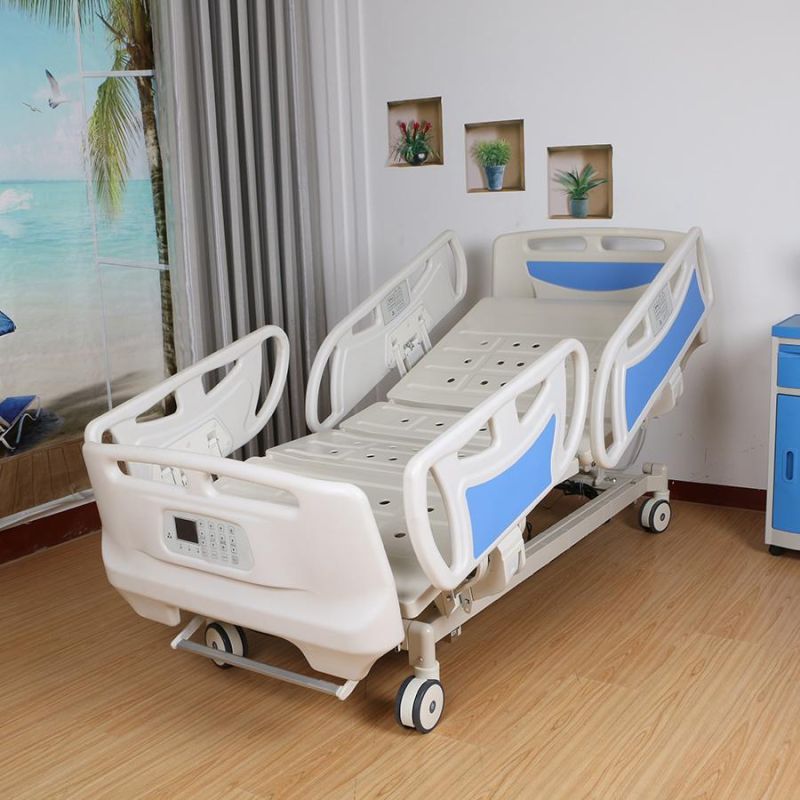 Folding ICU Medical Bed Five Function Electric Hospital Patient Nursing Bed