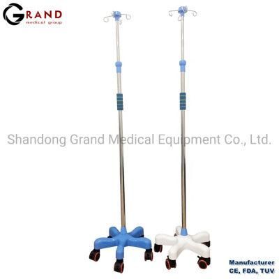 Height Adjustable Stainless Steel IV Pole Infusion Stand