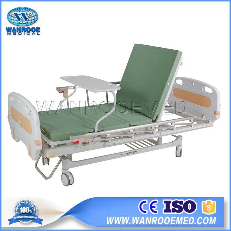 Two Functions Manual Hospital Clinical ICU Nursing Bed with Table