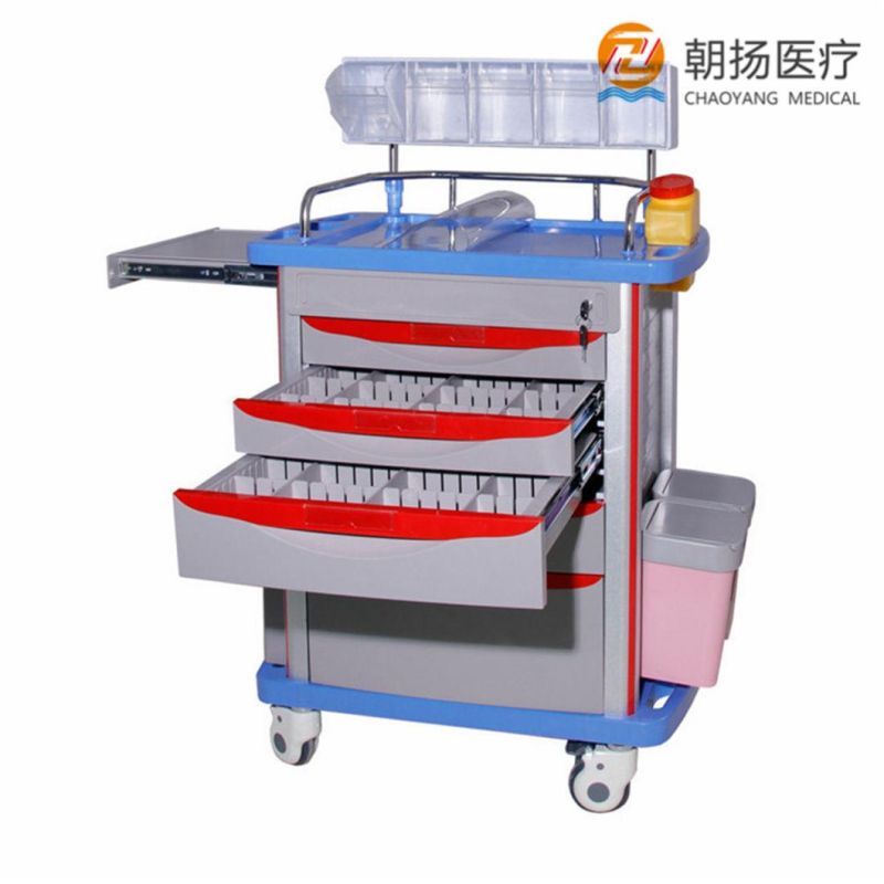 Top Quality ABS Medical Emergency Trolley ABS Emergency Crash Cart Medications Anesthesia Trolley Cy-D411A