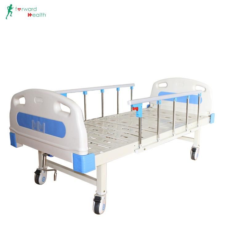 Medical/Patient/Nursing/Fowler/ICU Bed Manufacturer ABS One Cranks Manual Hospital Bed with Mattress and I. V Pole