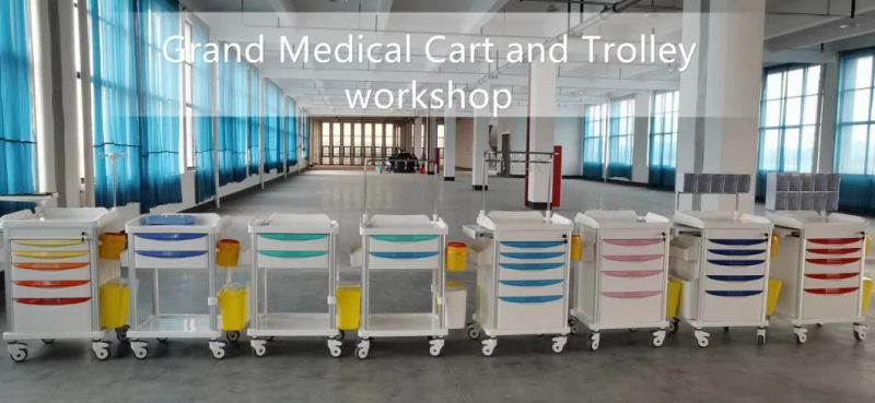 Hospital ICU Medical Emergency Infusion Pump Equipment ABS Trolley Medical Trolley for Infusion Bottles with Two Shelves Infusion Cart