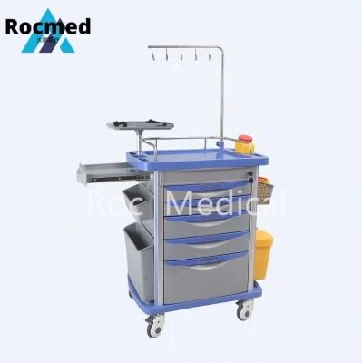Hospital Medical Surgical Equipment ABS Emergency Trolley Crash Cart Infusion Trolley