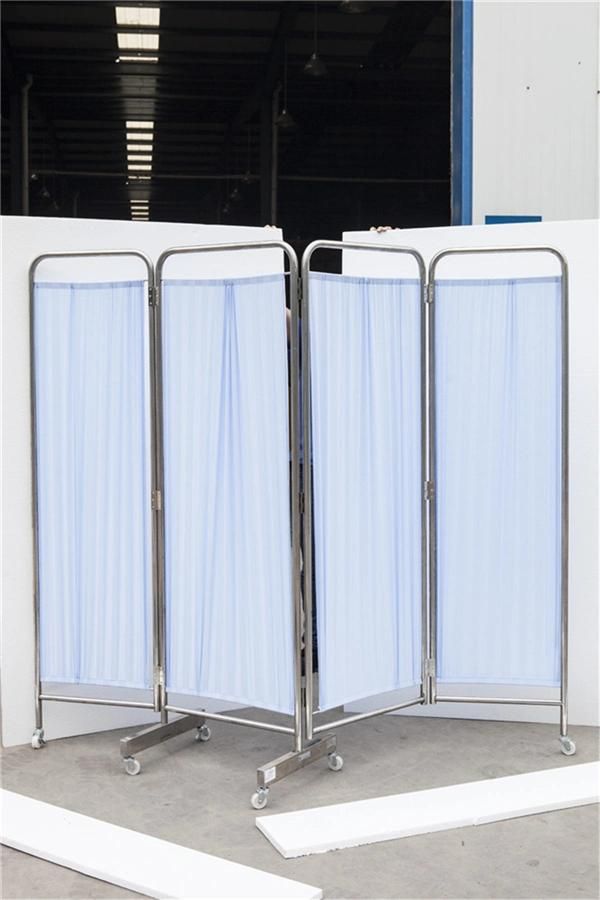 Hospital Equipment Medical Furniture Medical Bed Room Divider Movable Public Use Stainless Steel 3-Fold/Folding Screen for Hospital