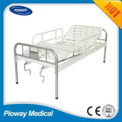 Hospital Stainless Steel Bed with Guardrail, Two Crank (PW-B04)