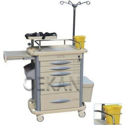 Exquisite Hospital Furniture ABS Medical Nursing Trolley Anesthesia Injection Trolley Cart with IV Pole