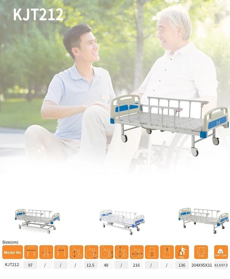 Foshan Hot Selling Base 2 Function Powder Coating Mild Steel Frame Electric Hospital Bed Foldable Aluminum Side Rail Weight Capacity 180kgs