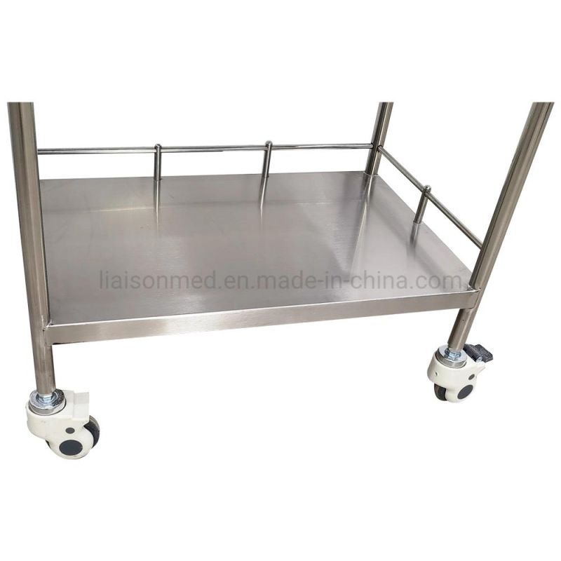 Mn-SUS050 Medical Portable Therapy Instrument Nursing Two Layer Treatment Trolley with Two Drawers