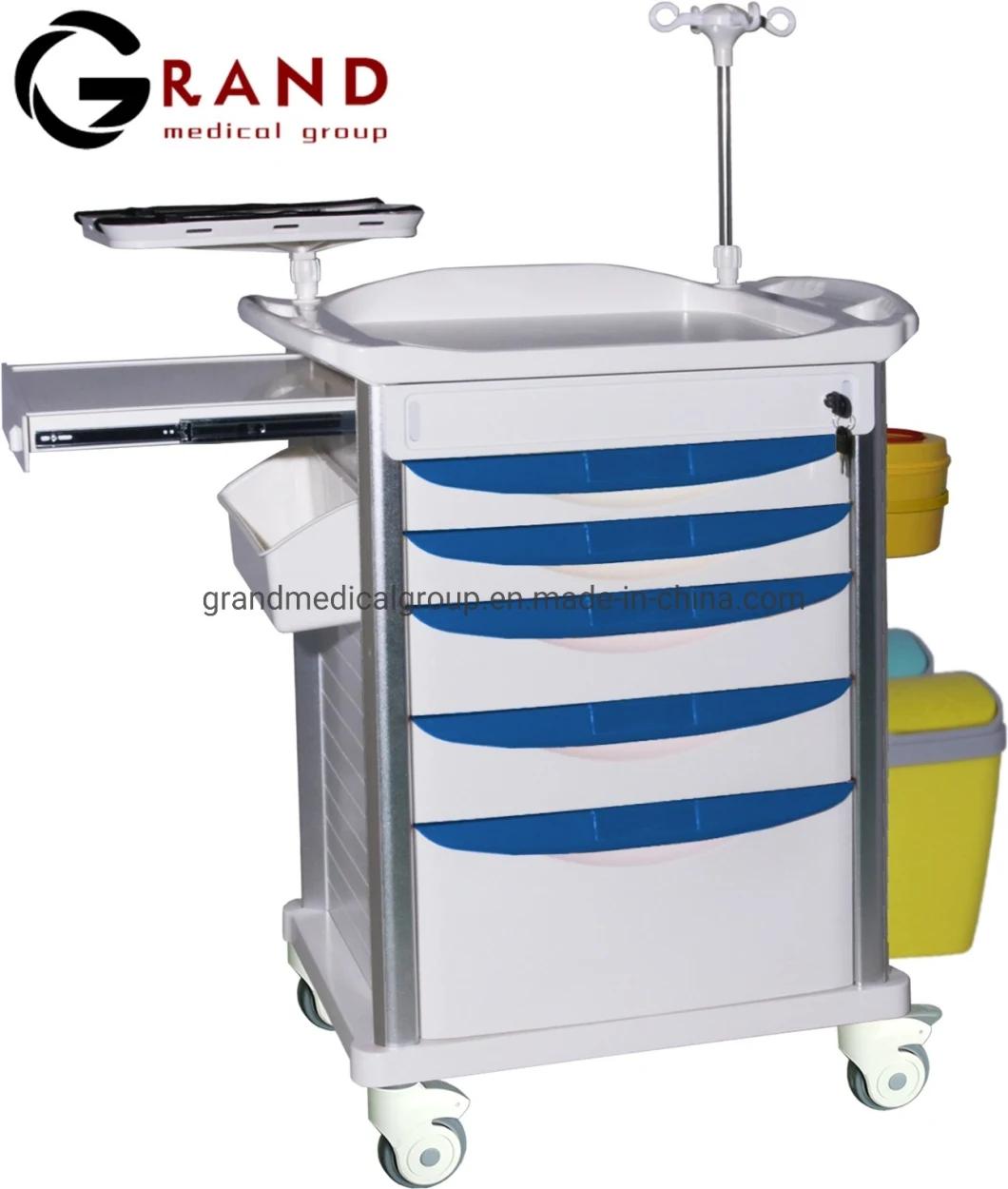 Factory Price Hospital Clinic Cart Movable Medicine Transfusion ABS Emergency Surgical Trolley Medical Equipment