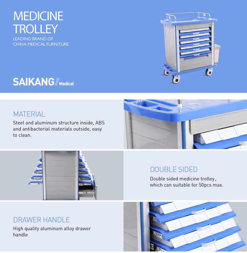 Skr054-Mt850 ABS Hospital Emergency Medical Workstation Nursing Drugs Trolley