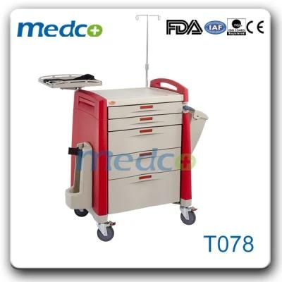 Hot Sell ABS Transfer Nursing Medical Trolley with Five Drawers