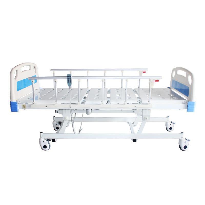HS5107G Patient ICU ABS Hospital Electric Medical Bed with Swivel Casters and Foldable Side Rail