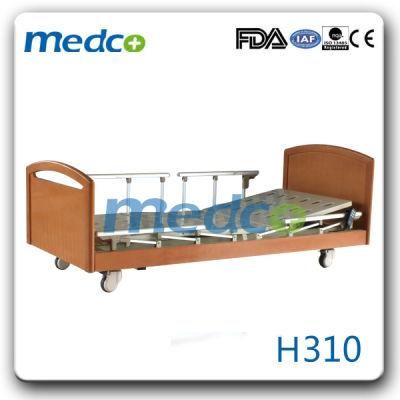 Medical Devices Hospital Height Adjustable Three 3 Function Wood Home Care Bed