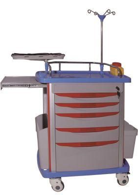 Hospital ABS Crash Cart Emergency Carts with Drawers ABS Trolley Easy to Use Hospitals and Clinics