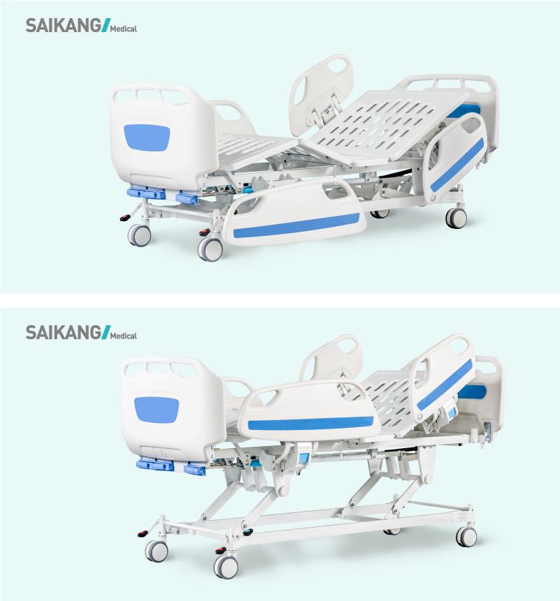 D3d Manual Double-Crank Medical Bed for Patients with Siderail