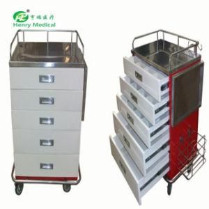 Stainless Steel Medicine Trolley Hospital Treatment Cart (HR-416)