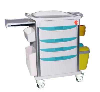 Mn-Ec005 Hospital Furniture ABS Plastic Anesthesia Medicine Medical Cart Emergency Treatment Trolley