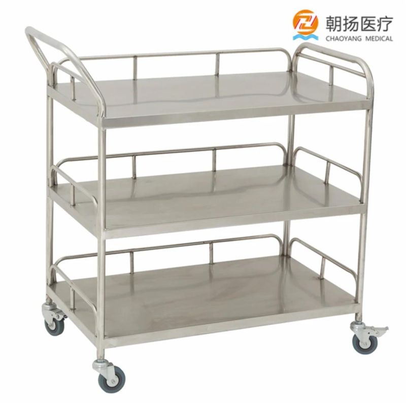 Hospital Equipment Stainless Steel Medicine Delivery Cart with Wheels Clinic Medical Trolley Cy-D405