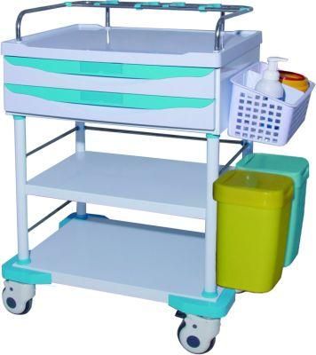 Stainless Steel Medical Cart Hospital Trolley With Swivel Casters