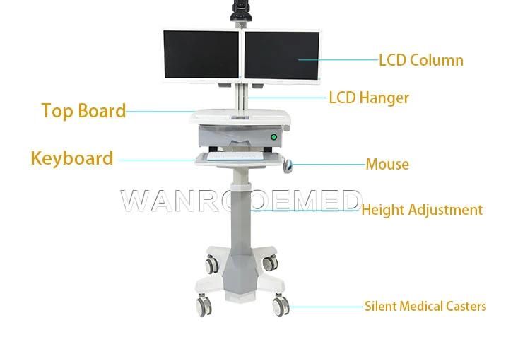 Bwt-006 Medical ABS Mobile Nurse Station Computer Workstation Cart with Dual Display