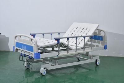 Medical 3 Functions Manual Patient Bed with Three Metal Cranks