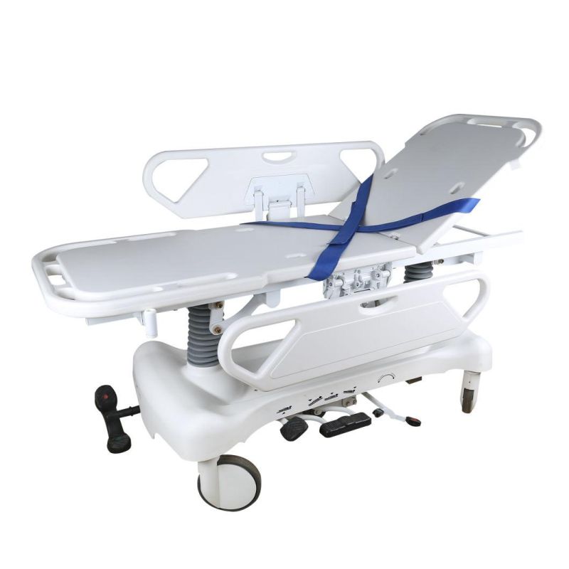 Medical Hydraulic Emergency Hospital Furniture PP Patient Transfer Trolley Stretcher