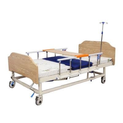 Factory Wholesale Wood Manual Medical Hospital Home Care Bed with Toilet