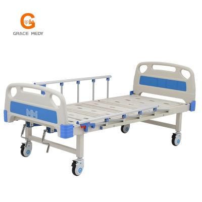 Metal 2 Crank Adjustable Medical Furniture Manual Nursing Hospital Bed with Casters