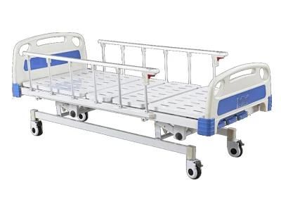 Asia Market Hot Selling Powder Coating Mild Steel Frame 3 Function Manual Hospital Bed Weight Capacity Is 136kgs Get CE FDA ISO13485