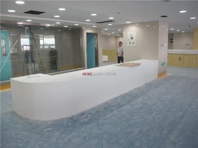 Hospital Hot Sale Artificial Stone Solid Surface Material White Customized Oval Reception Desk