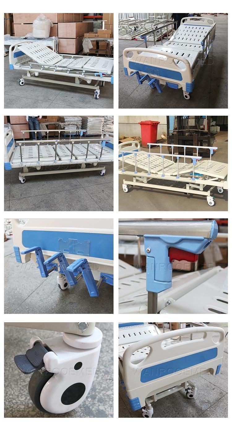 Bam302 Hospital Furniture Equipment Adjustable 3 Cranks ABS Manual Medical Bed