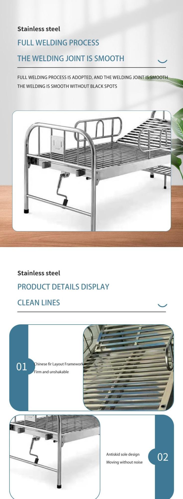 Manual Sickbed (stainless steel headband single swing bed)