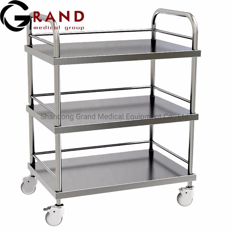3 Layers Stainless Steel Hospital Use Treatment Trolley Cart