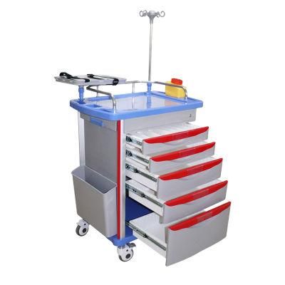 Hospital Furniture ABS Plastic Anesthesia Medicine Medical Cart Emergency Treatment Trolley