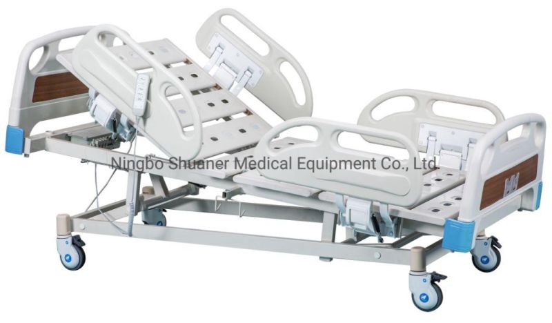 New Fully Electric Adjustable 5 Function Hospital Medical ICU Bed with Full Side Rails