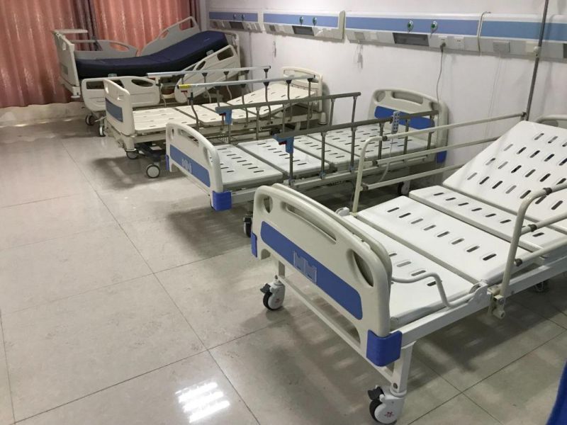 Rh-As501 5-Function Manual Crank Hospital Bed Posture Adjustable Nursing Bed with Aluminum Railings