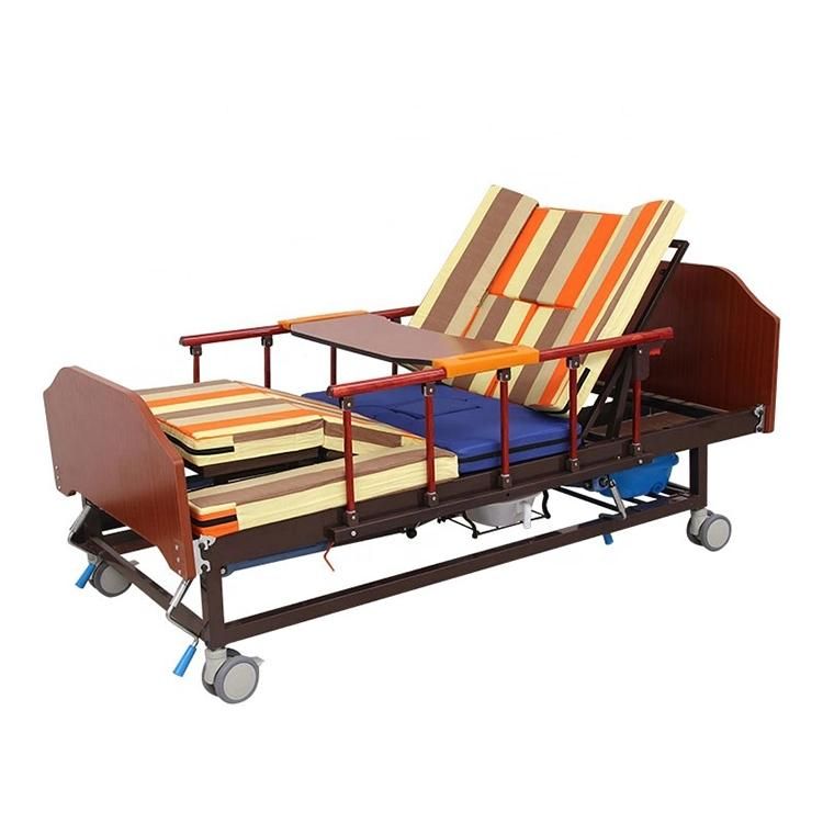 Multi Function Metal Wooden Electric Manual Medical Nursing Bed for The Elderly with Toilet