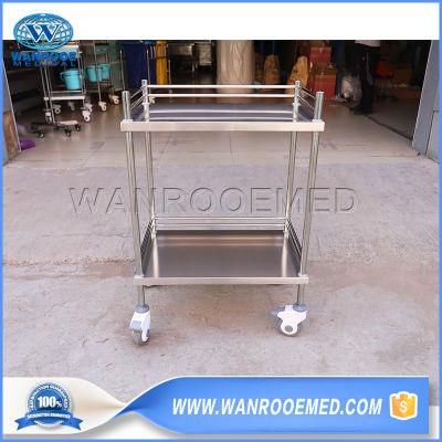 Bss200c Stainless Steel Two Layer Medical Therapy Instrument Movable Nursing Treatment Trolley