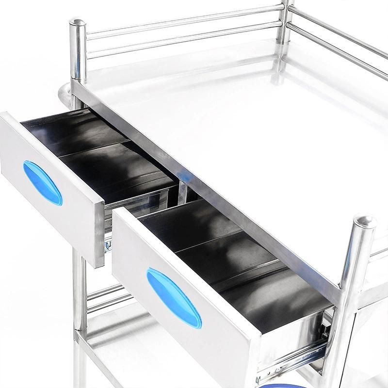 Thickened Stainless Steel Hospital Cart Nursing Medical Cart Delivery Cart