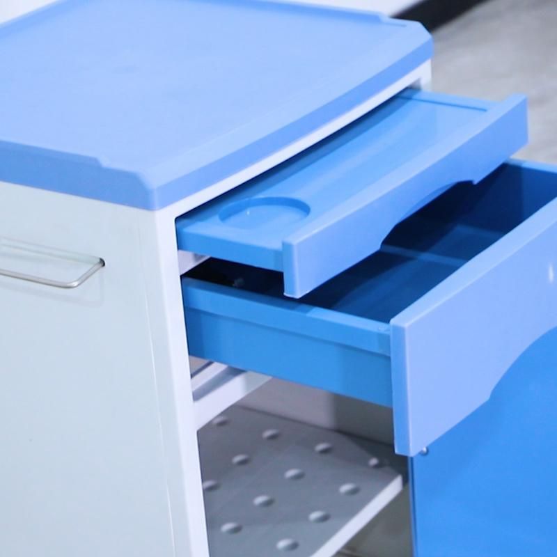 Durable blue ABS Plastic Bedside Table for Clinic and Hospital