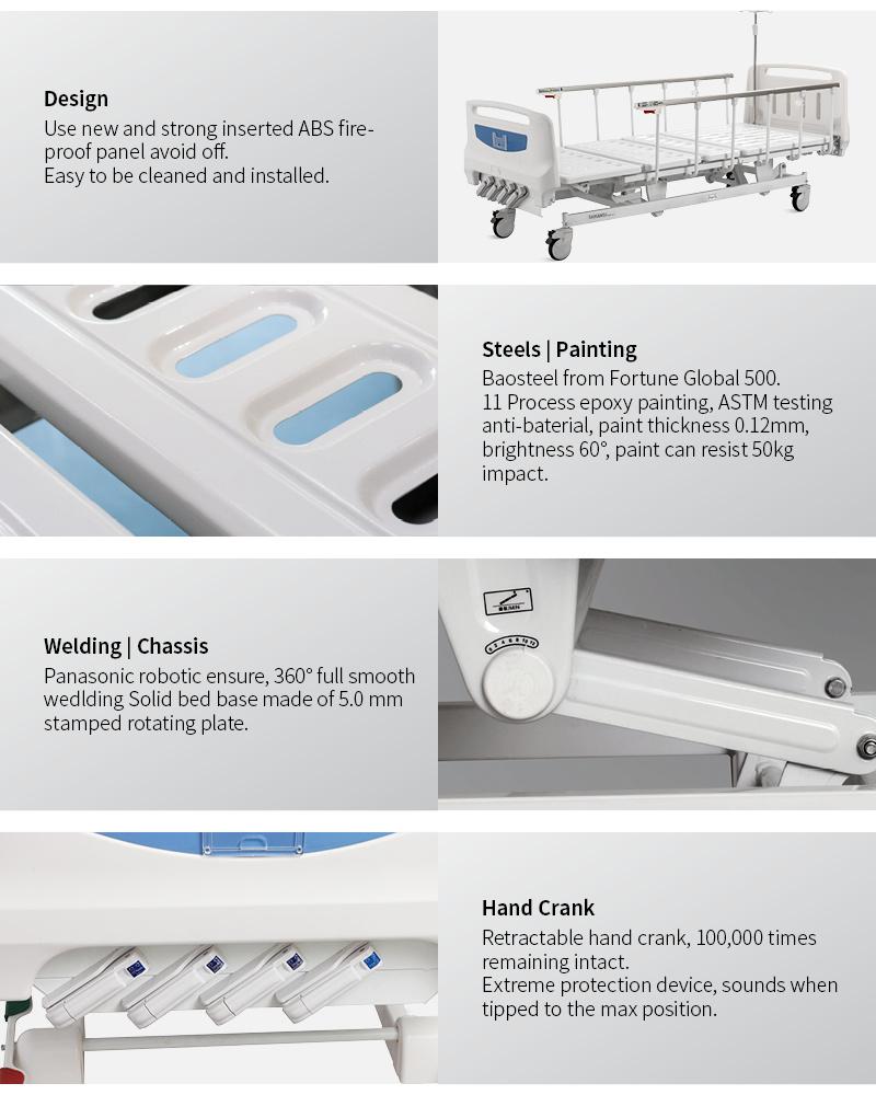 B4w Saikang Factory Metal 4 Canrk Multifunction Foldable Medical Patient Manual Hospital Bed Manufacturers
