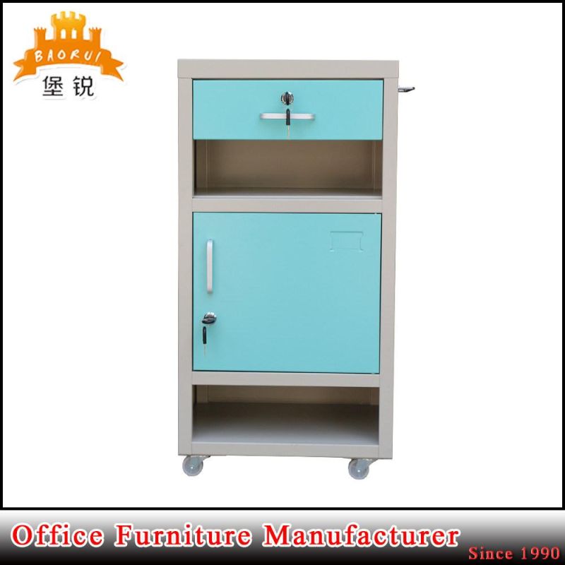 Hospital Furniture Optional Color Medical Steel Bedside Cabinet with Casters